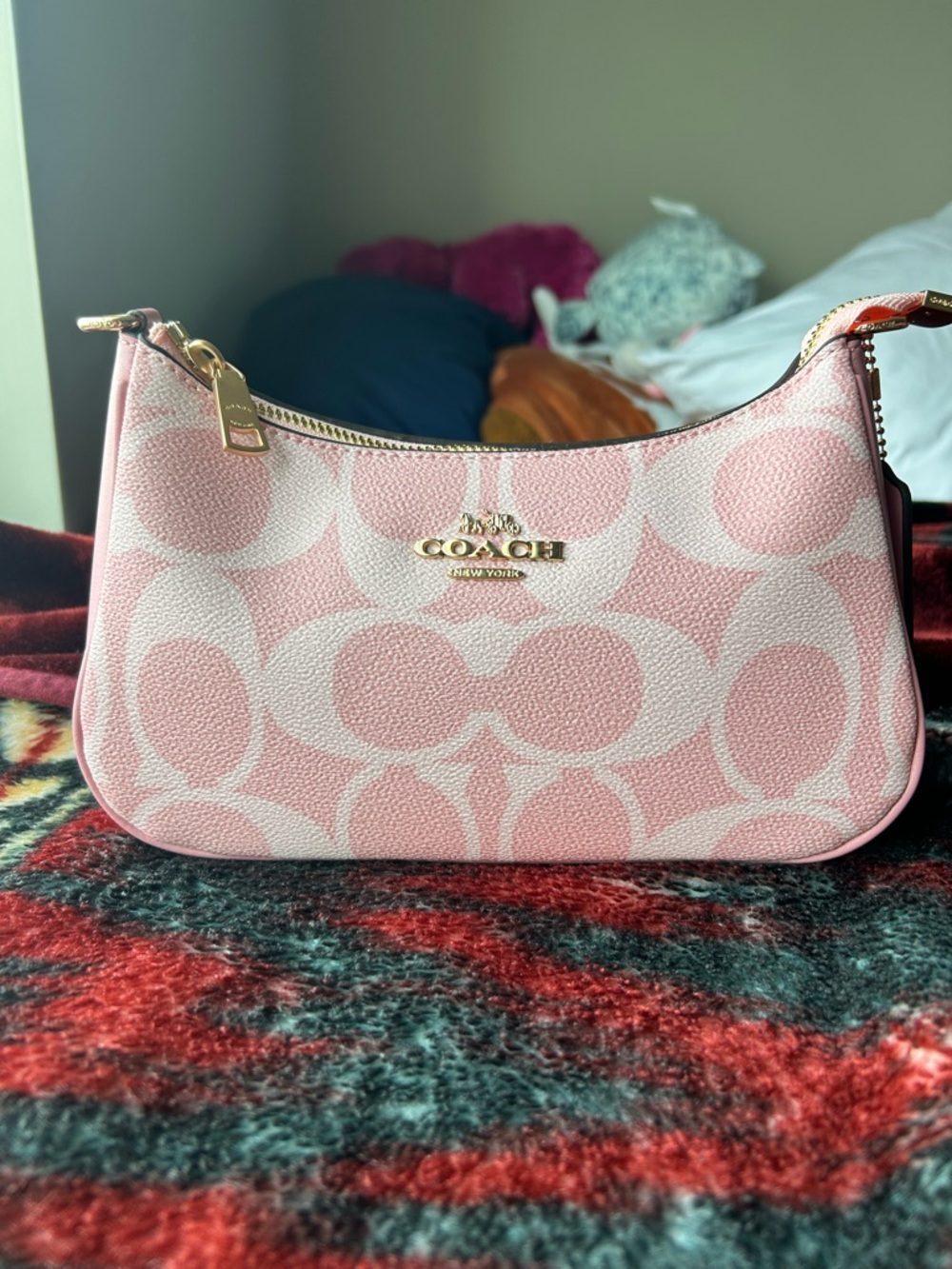 COACH powder Pink Signature Canvas Shoulder Bag - Picture 6 of 7